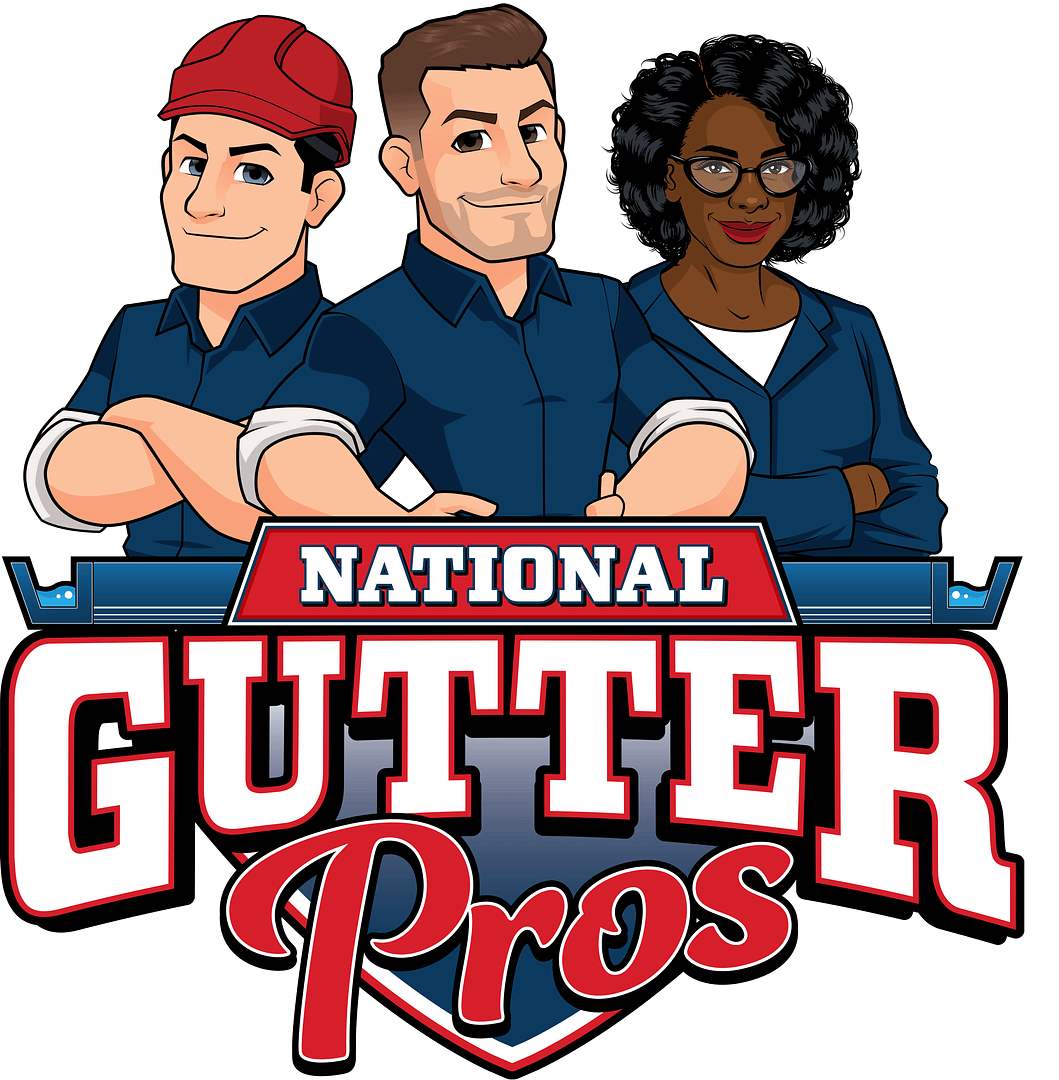 National Gutter Pro Tampa logo: A sleek design featuring a stylized gutter and raindrop icon, accompanied by bold, modern text reading 'National Gutter Pro Tampa
